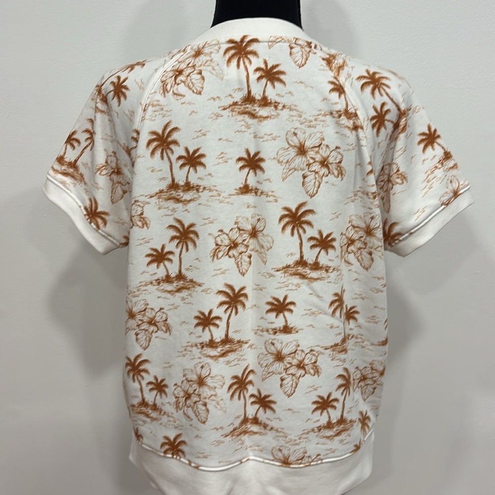 LOFTLOU & GREY Tropical Print Short Sleeve Sweatshirt so soft size S Palm trees - Picture 3 of 3